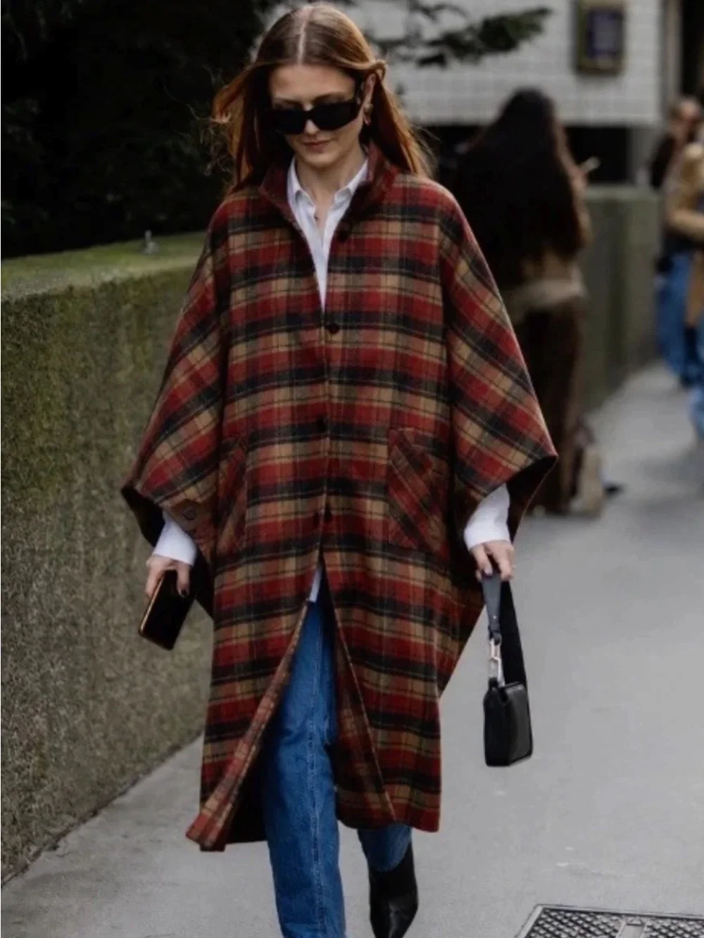 ZARA PLAID WOOL CAPE